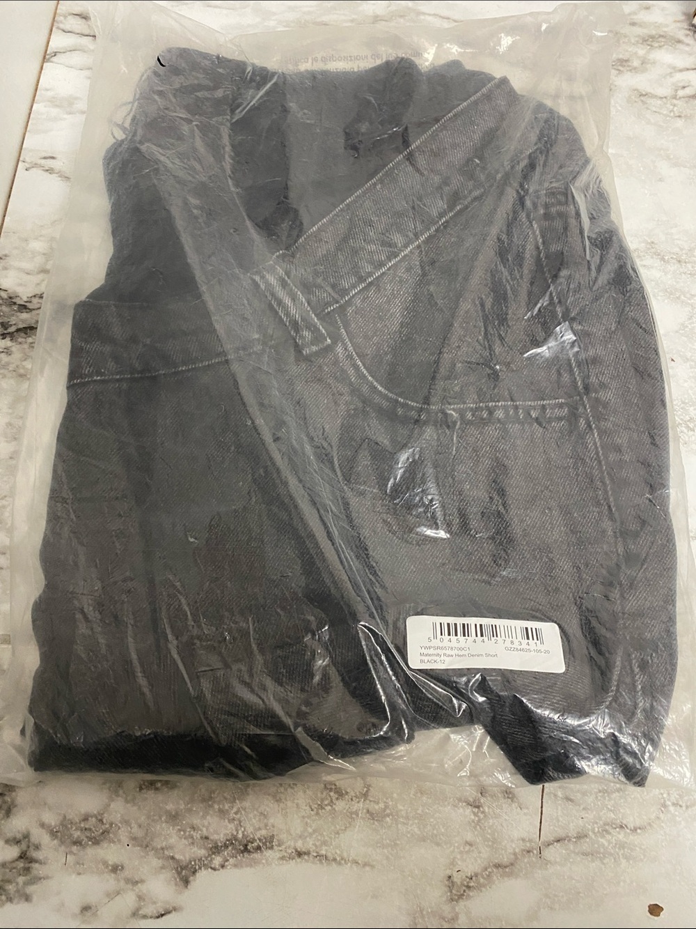 Boohoo Black Denim Maternity Jean Shorts